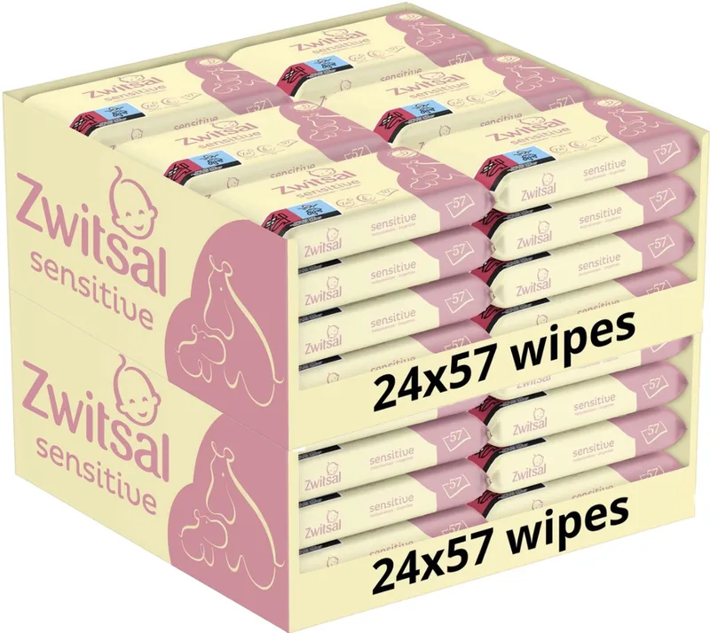 Billendoekjes Sensitive - Alcoholvrij - 2736 Babydoekjes - 48 x 57 - Mega Voordeelbox van Zwitsal – productfoto