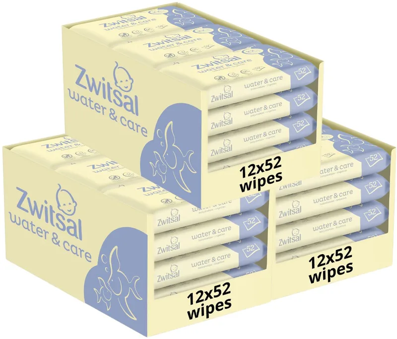 Billendoekjes- Water & Care met Zwitsalgeur - 1872 babydoekjes - 36 x 52 stuks by Zwitsal – product photo