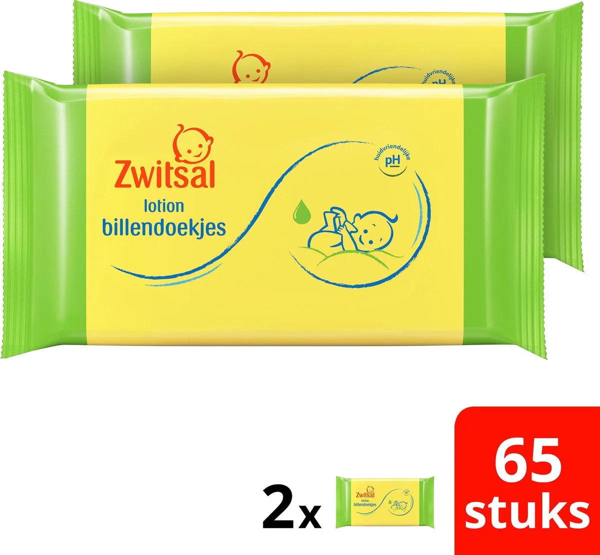 Lotion Billendoekjes - 2 x 65 billendoekjes fra Zwitsal – produktbillede
