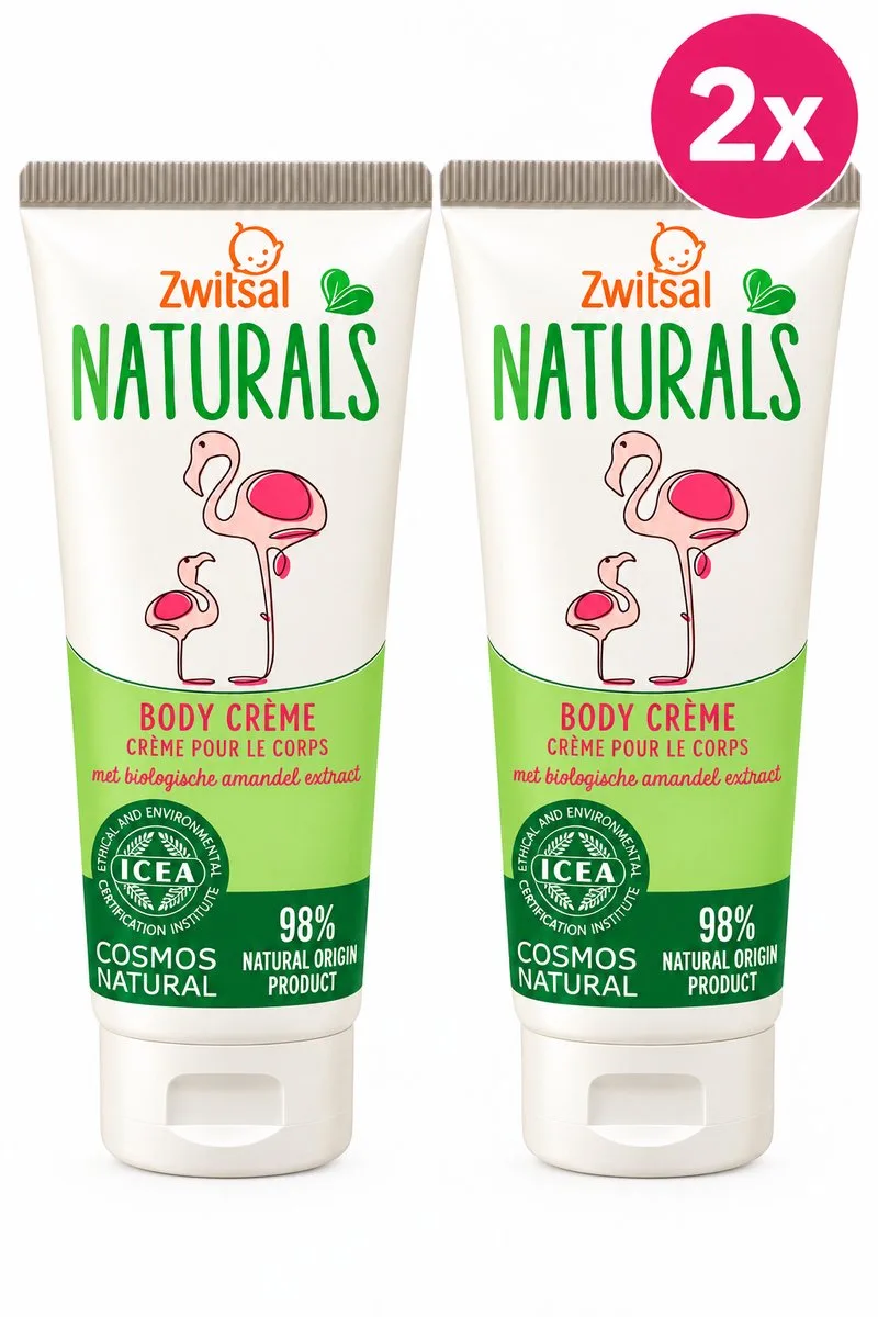 Naturals Body Crème – Met Biologisch Amandelextract – 98% Natuurlijke Oorsprong – 2 Stuks by Zwitsal – product photo