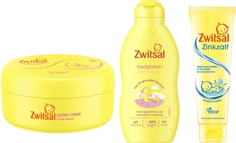 SET - Zinkzalf + Zachte crème + Bodylotion de Zwitsal – photo produit