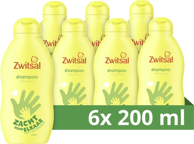 Shampoo - Baby - met ingrediënten van natuurlijke oorsprong zonder SLES-sulfaat - 6 x 200 ml by Zwitsal – product photo