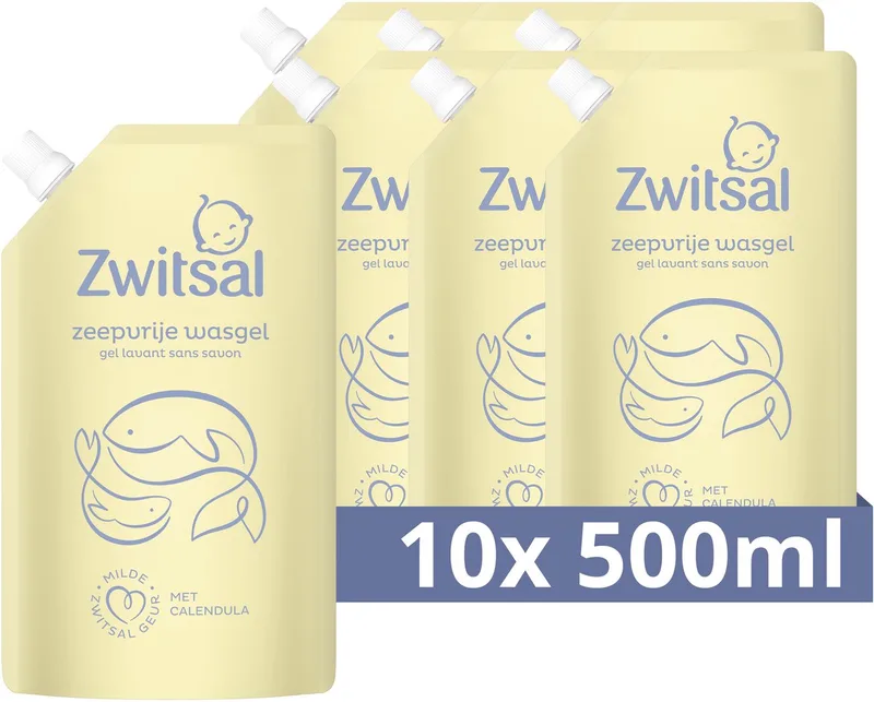 Zeepvrije Wasgel - Baby - 10 x 500 ml - Navulverpakking by Zwitsal – product photo