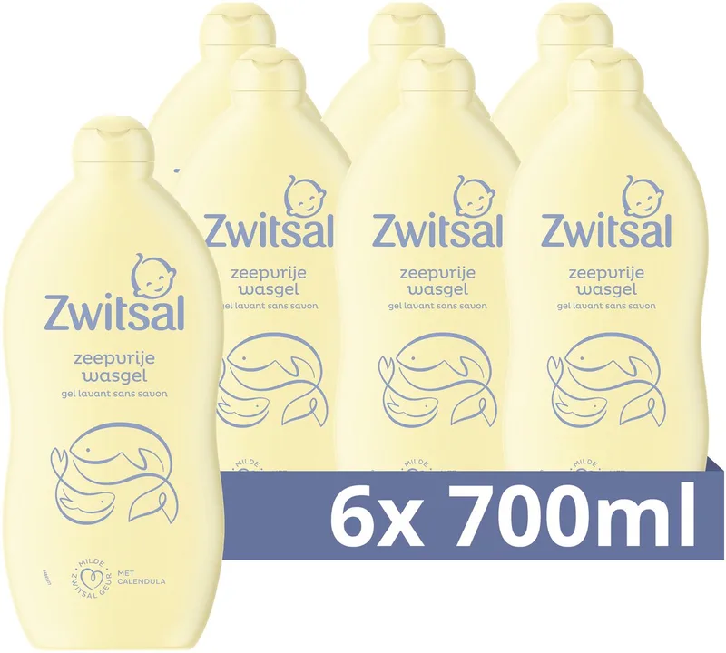 Zeepvrije Wasgel - Baby - helpt de natuurlijke huidbarrière te beschermen - 6 x 700 ml de Zwitsal – photo produit