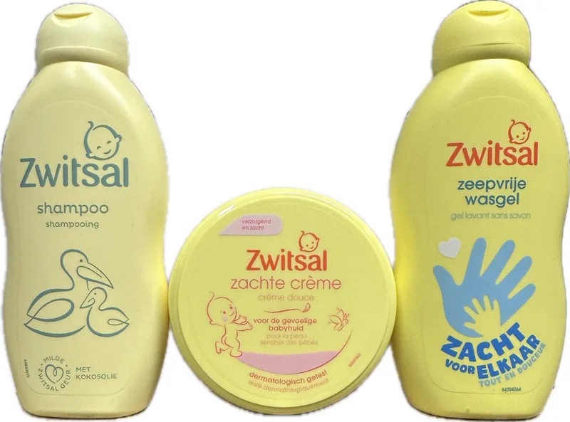 Zwitsel voordeelpakket - Shampoo 200ml - Wasgel 200ml - Zachte Creme 200ml de Zwitsal – photo produit