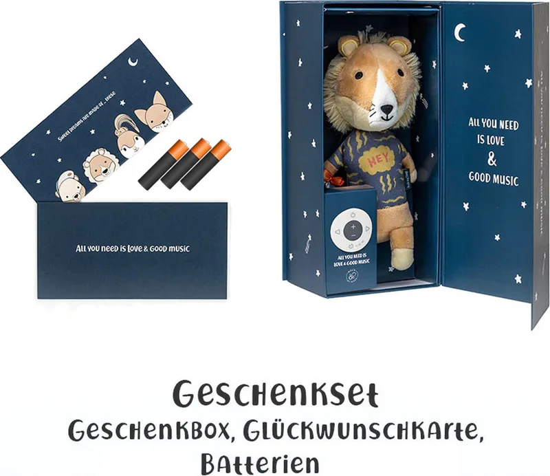 Interactieve Knuffel Eddie de Leeuw - Met ingebouwde Slaap muziek speler - Geschenkset van Fisher-Price in Bruin – productfoto