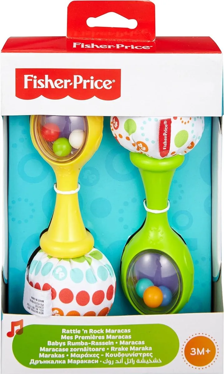 Rumba rammelaars met stoffen uiteinden, babyspeelgoed vanaf 3 maanden oud de Fisher-Price en Multicolore – photo produit