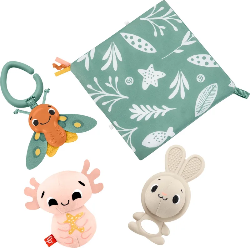 Zintuigen cadeauset - Met bijtring, rammelaar, bal en axolotl met geluidje van Fisher-Price in Meerkleurig – productfoto