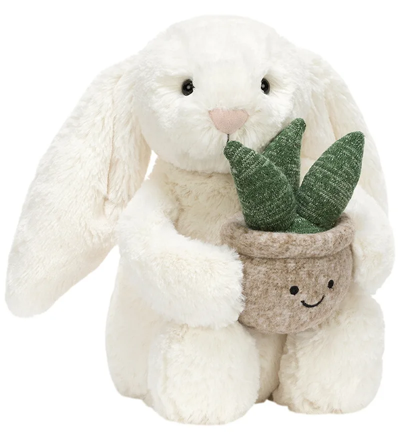 Knuffel - Cream Bunny Met plant de Jellycat – photo produit