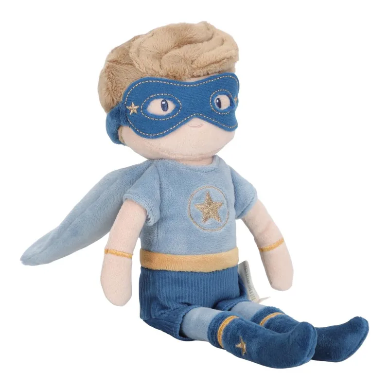 Superhero Knuffelpop Jim - 35 cm van Little Dutch in Blauw – productfoto 3 van 4